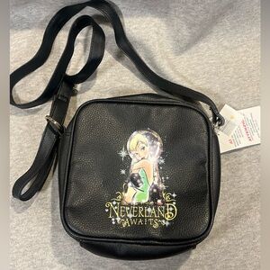 Disney Parks Tinkerbell Neverland Awaits Black Crossbody Bag - New With Tags
